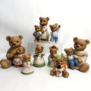 Homco Ceramic Family Bears Lot of 8 Vintage Mama Papa 1406 1413 1444 1450 1462